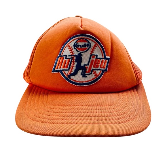 VTG Gulf Oil Au Jeu Snapback Trucker Hat Cap - Picture 2 of 8
